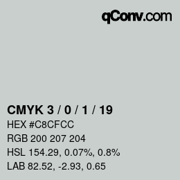 Color code: CMYK 3 / 0 / 1 / 19 | qconv.com