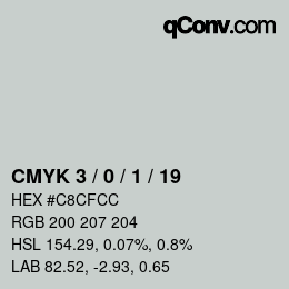 Color code: CMYK 3 / 0 / 1 / 19 | qconv.com