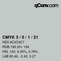 Color code: CMYK 3 / 0 / 1 / 21 | qconv.com