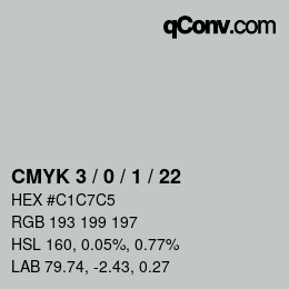 Color code: CMYK 3 / 0 / 1 / 22 | qconv.com