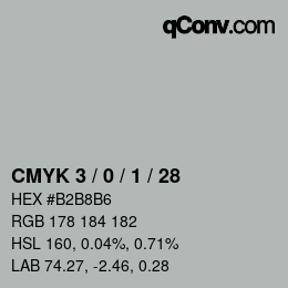 Color code: CMYK 3 / 0 / 1 / 28 | qconv.com