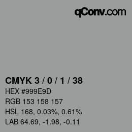カラーコード: CMYK 3 / 0 / 1 / 38 | qconv.com