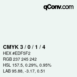 颜色代码: CMYK 3 / 0 / 1 / 4 | qconv.com
