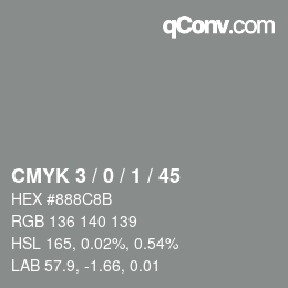 カラーコード: CMYK 3 / 0 / 1 / 45 | qconv.com