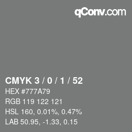 颜色代码: CMYK 3 / 0 / 1 / 52 | qconv.com