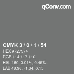 Color code: CMYK 3 / 0 / 1 / 54 | qconv.com