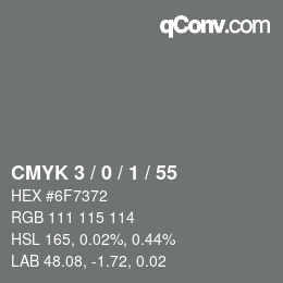 カラーコード: CMYK 3 / 0 / 1 / 55 | qconv.com