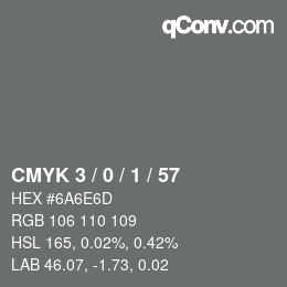 颜色代码: CMYK 3 / 0 / 1 / 57 | qconv.com