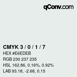 Farbcode: CMYK 3 / 0 / 1 / 7 | qconv.com