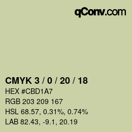 カラーコード: CMYK 3 / 0 / 20 / 18 | qconv.com