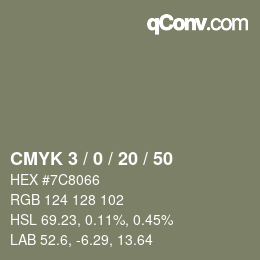 カラーコード: CMYK 3 / 0 / 20 / 50 | qconv.com