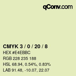 カラーコード: CMYK 3 / 0 / 20 / 8 | qconv.com