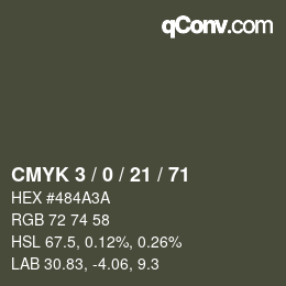 カラーコード: CMYK 3 / 0 / 21 / 71 | qconv.com