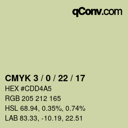 Farbcode: CMYK 3 / 0 / 22 / 17 | qconv.com