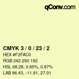 Farbcode: CMYK 3 / 0 / 23 / 2 | qconv.com