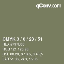 Farbcode: CMYK 3 / 0 / 23 / 51 | qconv.com