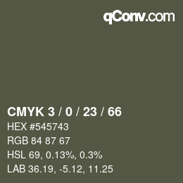 カラーコード: CMYK 3 / 0 / 23 / 66 | qconv.com