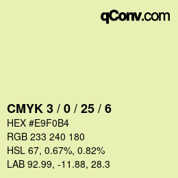 Farbcode: CMYK 3 / 0 / 25 / 6 | qconv.com