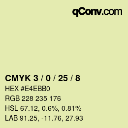 Farbcode: CMYK 3 / 0 / 25 / 8 | qconv.com