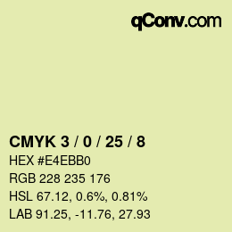 カラーコード: CMYK 3 / 0 / 25 / 8 | qconv.com