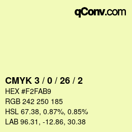 颜色代码: CMYK 3 / 0 / 26 / 2 | qconv.com
