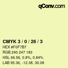 颜色代码: CMYK 3 / 0 / 26 / 3 | qconv.com
