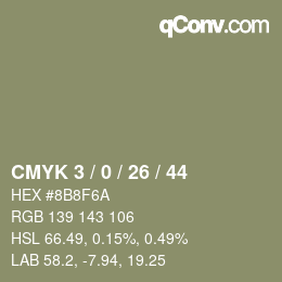 カラーコード: CMYK 3 / 0 / 26 / 44 | qconv.com
