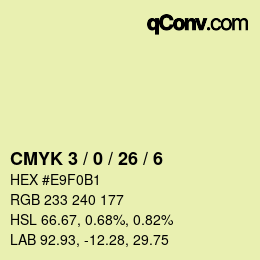 Farbcode: CMYK 3 / 0 / 26 / 6 | qconv.com