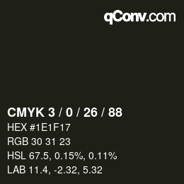 カラーコード: CMYK 3 / 0 / 26 / 88 | qconv.com