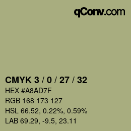Farbcode: CMYK 3 / 0 / 27 / 32 | qconv.com