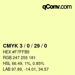 颜色代码: CMYK 3 / 0 / 29 / 0 | qconv.com