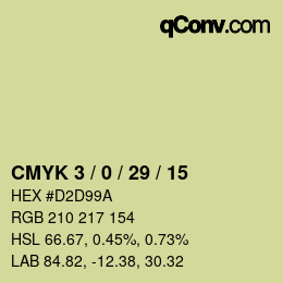 Farbcode: CMYK 3 / 0 / 29 / 15 | qconv.com