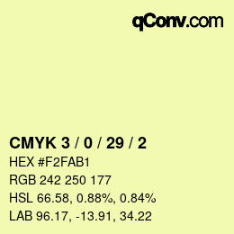 Color code: CMYK 3 / 0 / 29 / 2 | qconv.com