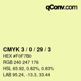 カラーコード: CMYK 3 / 0 / 29 / 3 | qconv.com