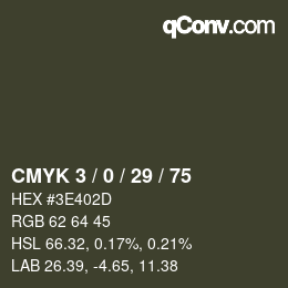 Color code: CMYK 3 / 0 / 29 / 75 | qconv.com