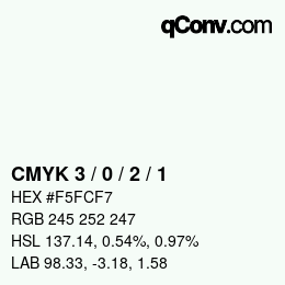 Farbcode: CMYK 3 / 0 / 2 / 1 | qconv.com