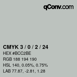 颜色代码: CMYK 3 / 0 / 2 / 24 | qconv.com