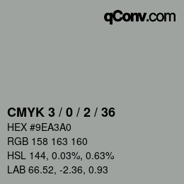 カラーコード: CMYK 3 / 0 / 2 / 36 | qconv.com