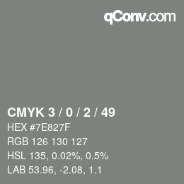 Color code: CMYK 3 / 0 / 2 / 49 | qconv.com
