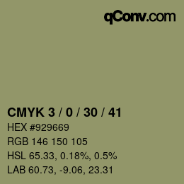カラーコード: CMYK 3 / 0 / 30 / 41 | qconv.com