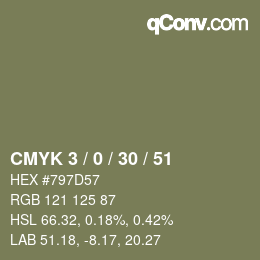 颜色代码: CMYK 3 / 0 / 30 / 51 | qconv.com