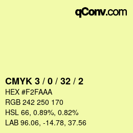 颜色代码: CMYK 3 / 0 / 32 / 2 | qconv.com