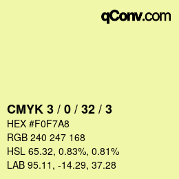 カラーコード: CMYK 3 / 0 / 32 / 3 | qconv.com