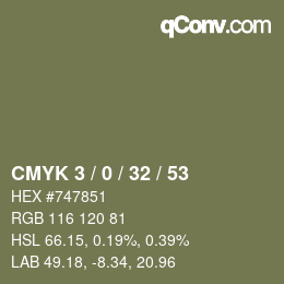 カラーコード: CMYK 3 / 0 / 32 / 53 | qconv.com