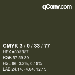 Farbcode: CMYK 3 / 0 / 33 / 77 | qconv.com