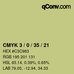 カラーコード: CMYK 3 / 0 / 35 / 21 | qconv.com