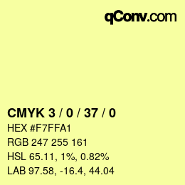 カラーコード: CMYK 3 / 0 / 37 / 0 | qconv.com