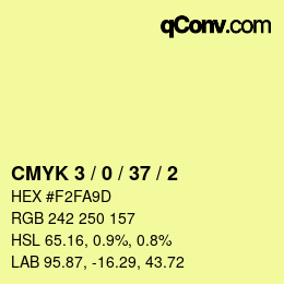 カラーコード: CMYK 3 / 0 / 37 / 2 | qconv.com