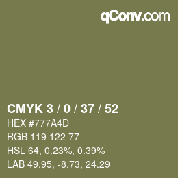 Farbcode: CMYK 3 / 0 / 37 / 52 | qconv.com