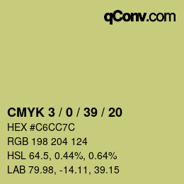 カラーコード: CMYK 3 / 0 / 39 / 20 | qconv.com